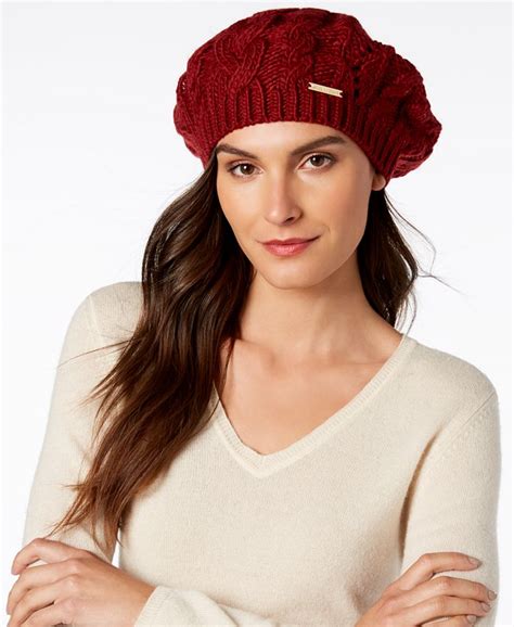 michael kors pointelle cable knit beret|Michael Kors Cable Stitch Beret .